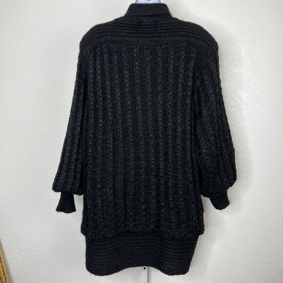 Vintage 80's Career Franklin Mohair Blend Balloon‎ Sleeve S/M Black Knit Detail - Picture 10 of 12